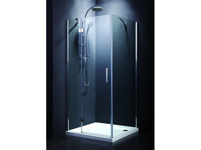 Cabine de douche d'angle Fantasy2 90x120 h190 Ext 118/120-88/90 porte pivotante paroi latérale verre transparent 6 mm chromé | IperCeramica