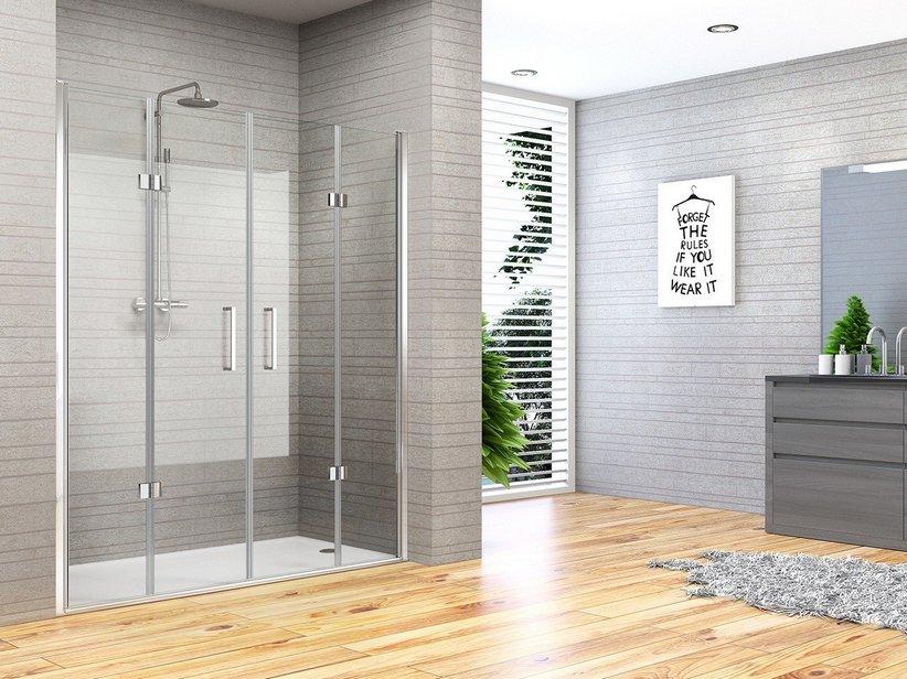 Porte de douche pliante Fantasy2 cm 170 cm h192 Ext 162,7/166,7 verre transparent 6 mm chromé | IperCeramica