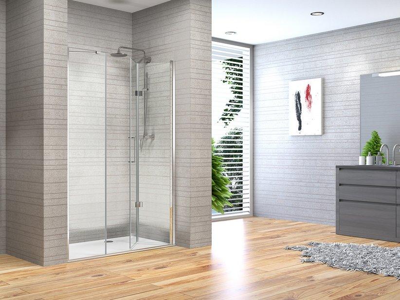 Porte de douche pliante Fantasy2 cm 90 cm h192 Ext 87,2/91,2 verre 6 mm transparent chrome | IperCeramica