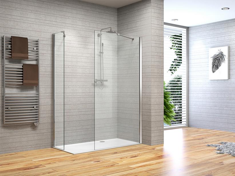 Paroi de douche à l'italienne Fantasy2 2 parois 50x70 cm h190 Ext 65,1/67,1 - 50/52 verre 6 mm transparent chrome | IperCeramica