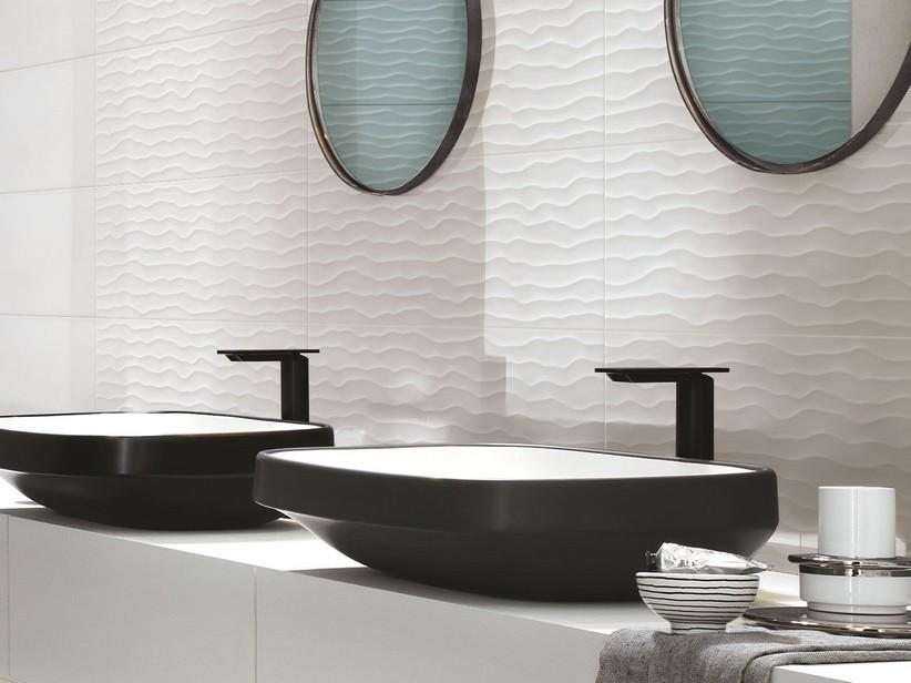 Carrelage Fresh White Wave 25x76 brillant effet vague 3D blanc | IperCeramica