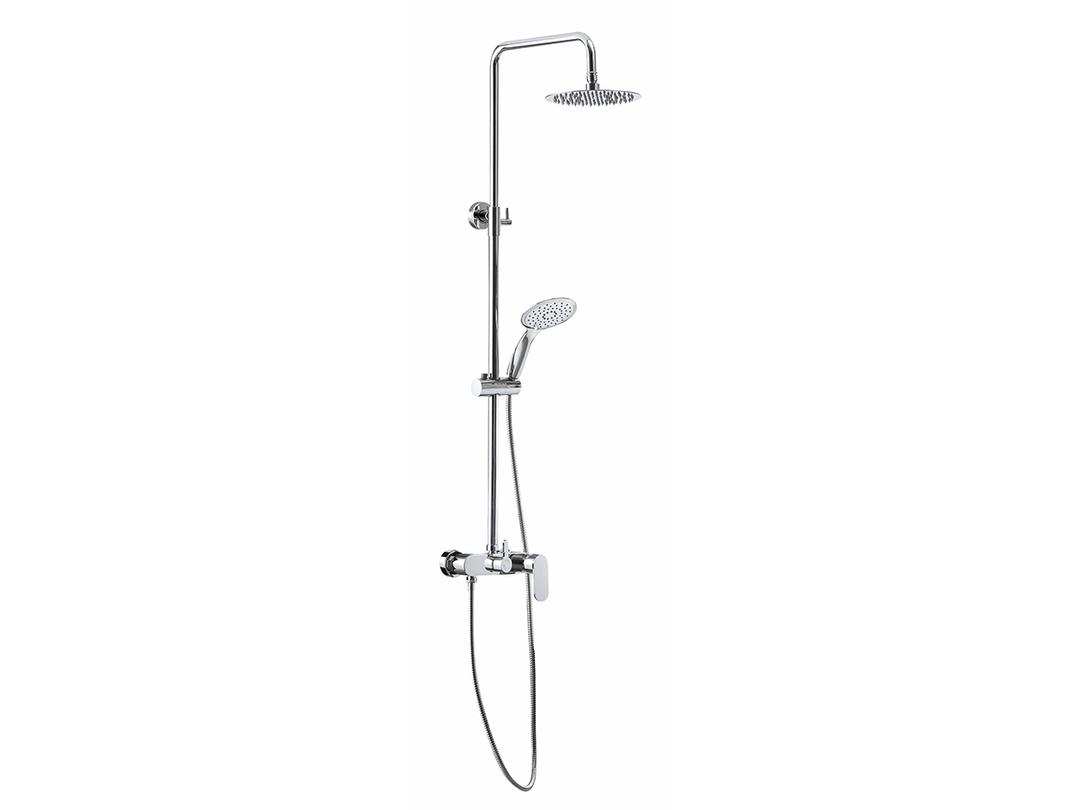 Colonne de douche Fusion avec pomme haute de douche ronde chrome | IperCeramica