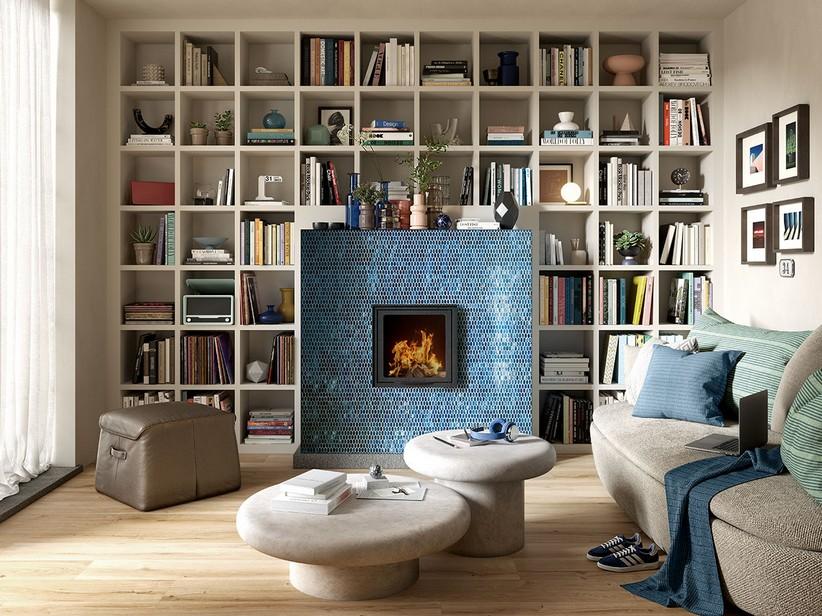 Mosaïque verre Gems Blue 29,5x29,8 cm bleu avec feuille d'argent | IperCeramica