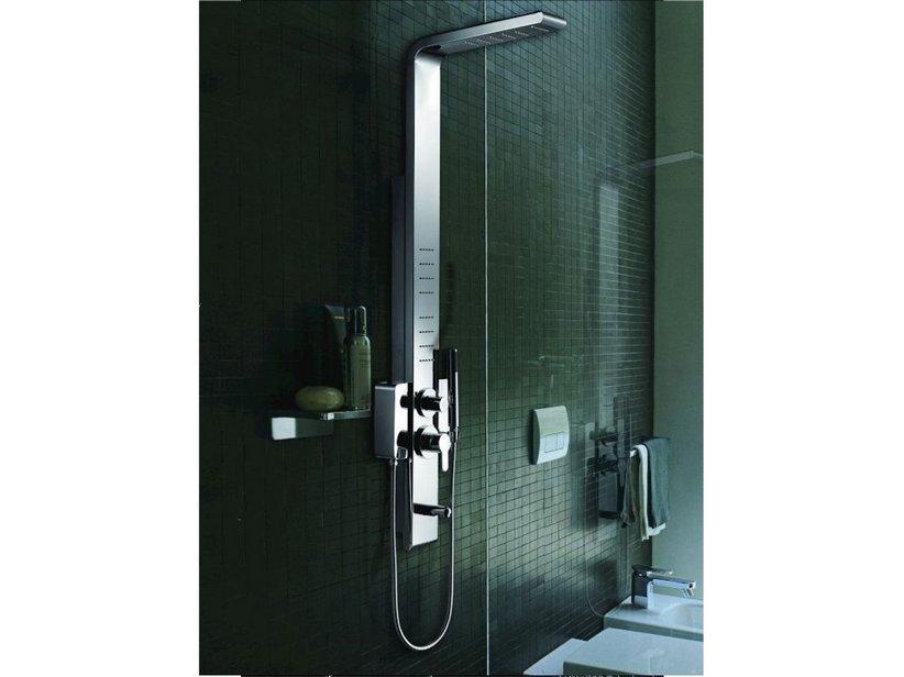 Colonne de douche/baignoire Gloria-T 2 jets hydro acier inox brillant effet miroir | IperCeramica