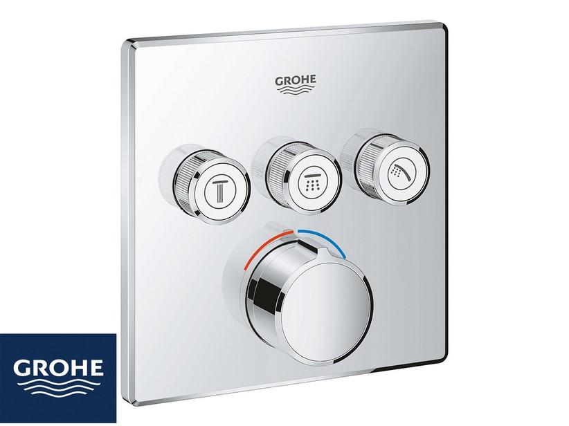 Mitigeur de douche encastré Grohe Smartcontrol Cube monocommande avec inverseur 3 voies chrome | IperCeramica