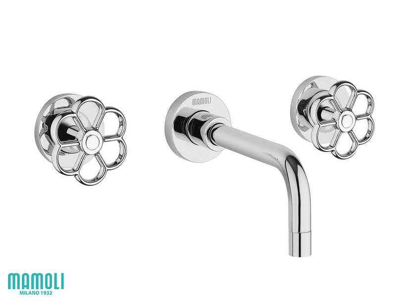 Ensemble robinets 3 trous pour lavabo mural Hipster chrome | IperCeramica