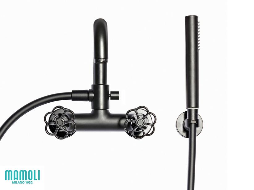 Mitigeur baignoire mural Hipster avec accessoires noir mat | IperCeramica