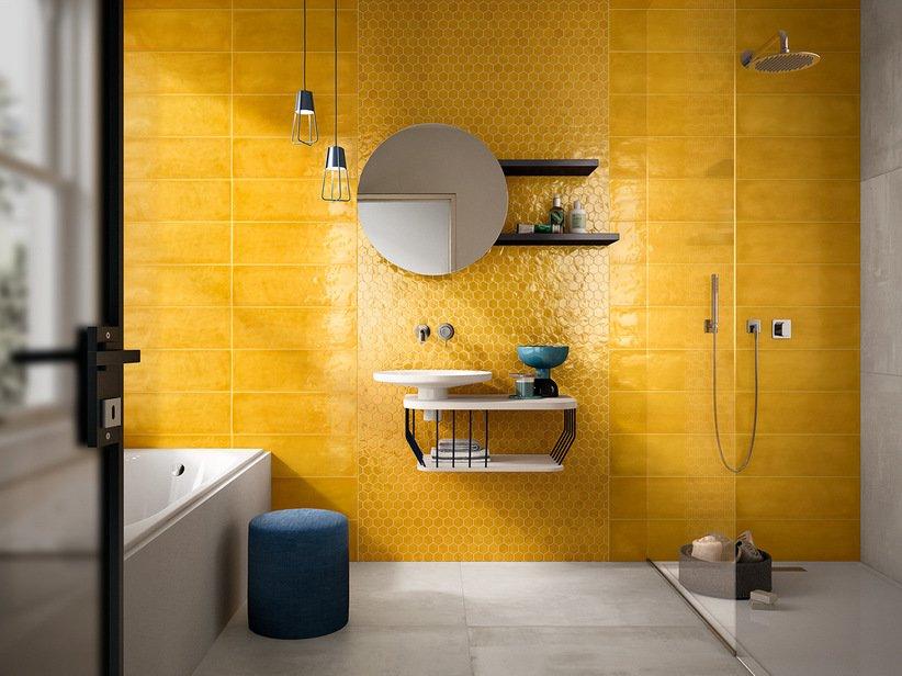 Carrelage mural Intinta Sole 20x60 jaune brillant | IperCeramica