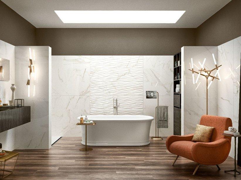 Carrelage mural Julia Calacatta 35x70 effet marbre blanc brillant | IperCeramica