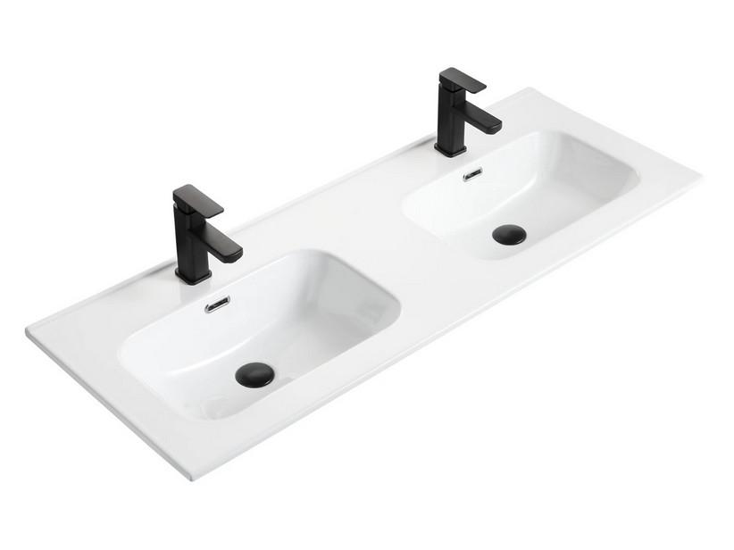 Plan vasque à encastrer Unitop Andy 121x46,5 cm en céramique blanc brillant | IperCeramica