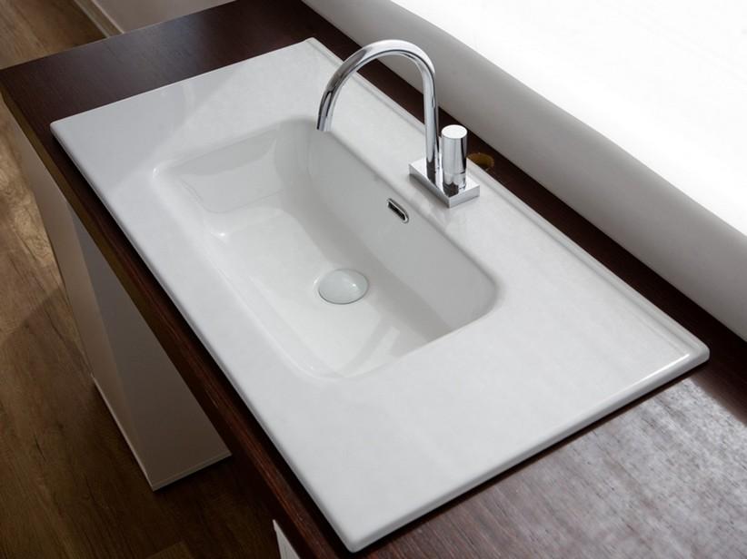 Plan vasque à encastrer Unitop Andy 61x46,5 cm en céramique blanc brillant | IperCeramica