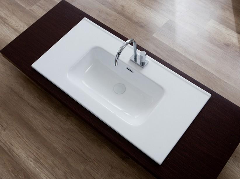 Plan vasque à encastrer Unitop Andy 91x46,5 cm en céramique blanc brillant | IperCeramica