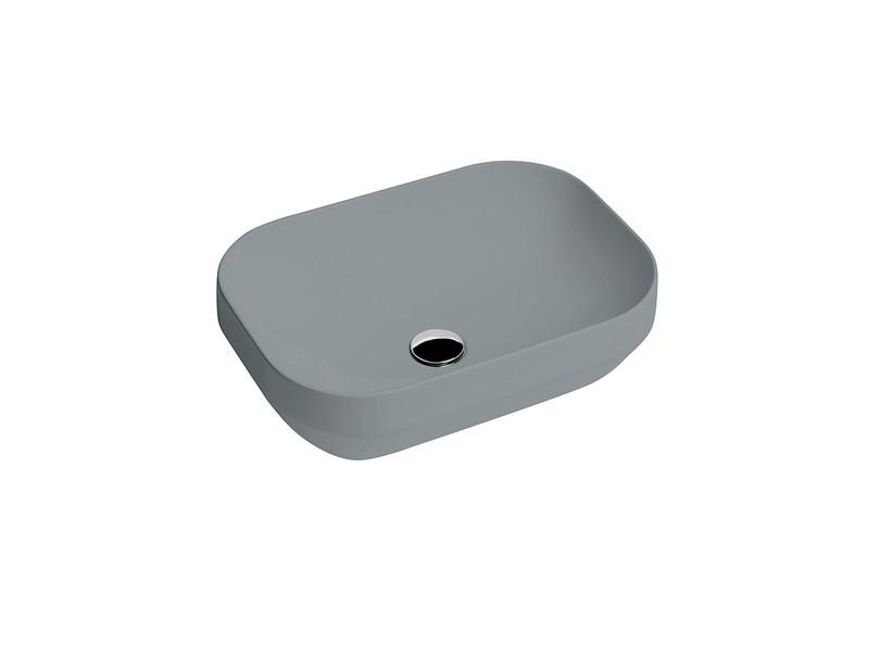 Lavabo à poser Decus rectangulaire 50 cm en céramique gris mat | IperCeramica