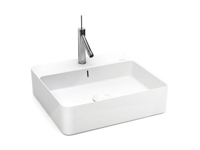 Lavabo suspendu/à poser design Santona 45x42x13 en céramique blanc brillant | IperCeramica