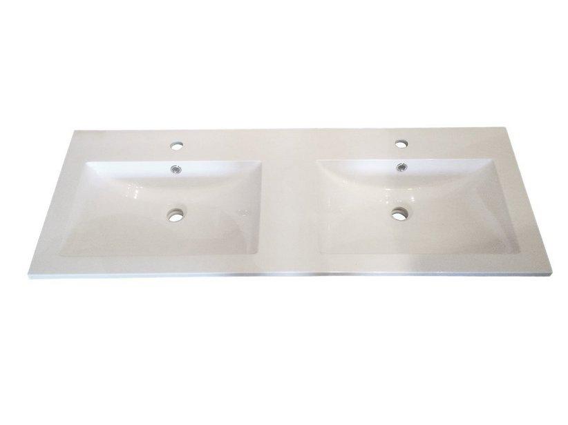 Lavabo à encastrer Unitop Slim 2 vasques 120x46 en résine blanc brillant | IperCeramica