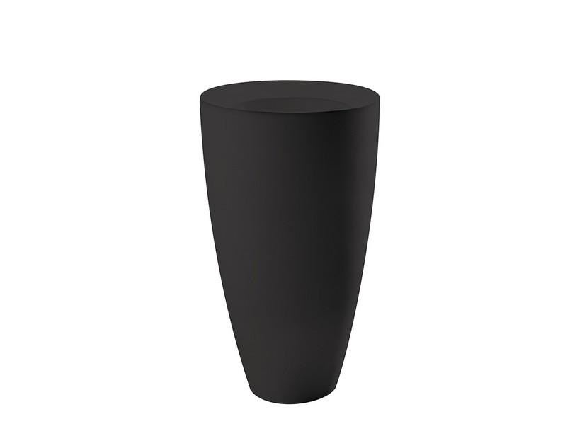 Lavabo totem Kracklite H90 cm sortie verticale en céramique noir mat | IperCeramica