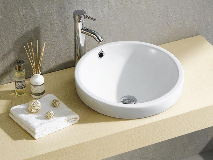 Vasque semi-encastrée Lille ø46,5 h6,3 en céramique blanc brillant | IperCeramica