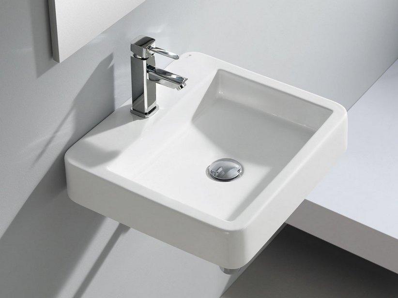 Lavabo suspendu/à poser Somahoz 45x42 h10 en céramique blanc brillant | IperCeramica