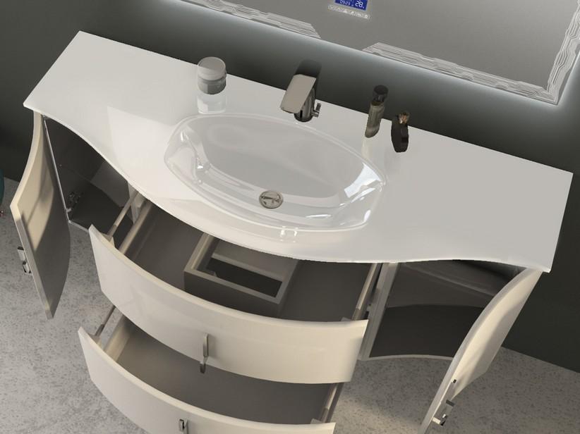 Lavabo Unitop Style lavabo 138x51 cm vasque centrale en résine blanc brillant | IperCeramica