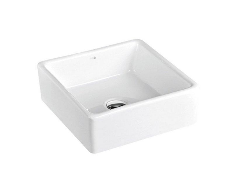 Vasque à poser Ubeda 38x38 h13,5 en céramique blanc brillant | IperCeramica