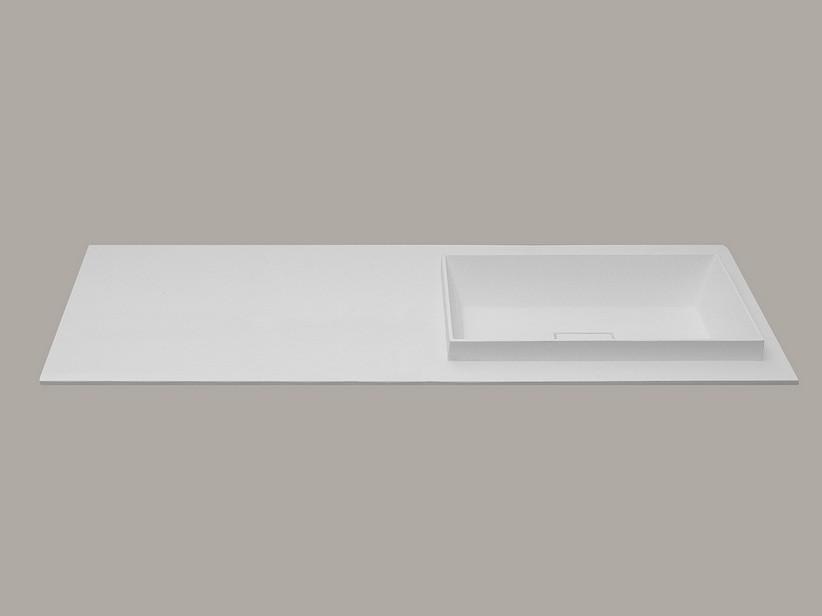 Lavabo Star 140,5x51,5 cm avec vasque semi-encastrée droite en résine blanc mat | IperCeramica