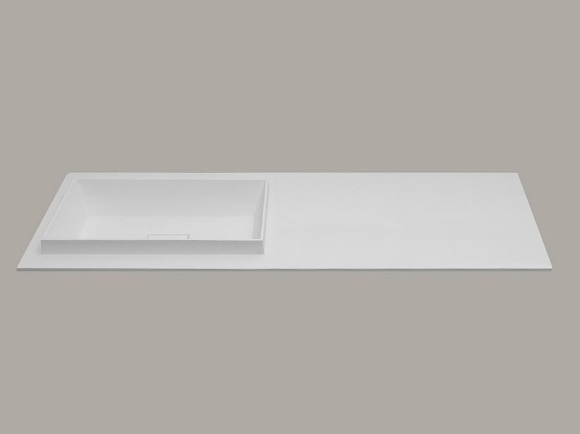 Lavabo Star 140,5x51,5 cm avec vasque semi-encastrée gauche en résine blanc mat | IperCeramica