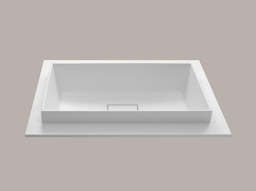 Lavabo Star 70,5x51,5 cm avec vasque semi-encastrée et plan effet pierre en résine blanc | IperCeramica