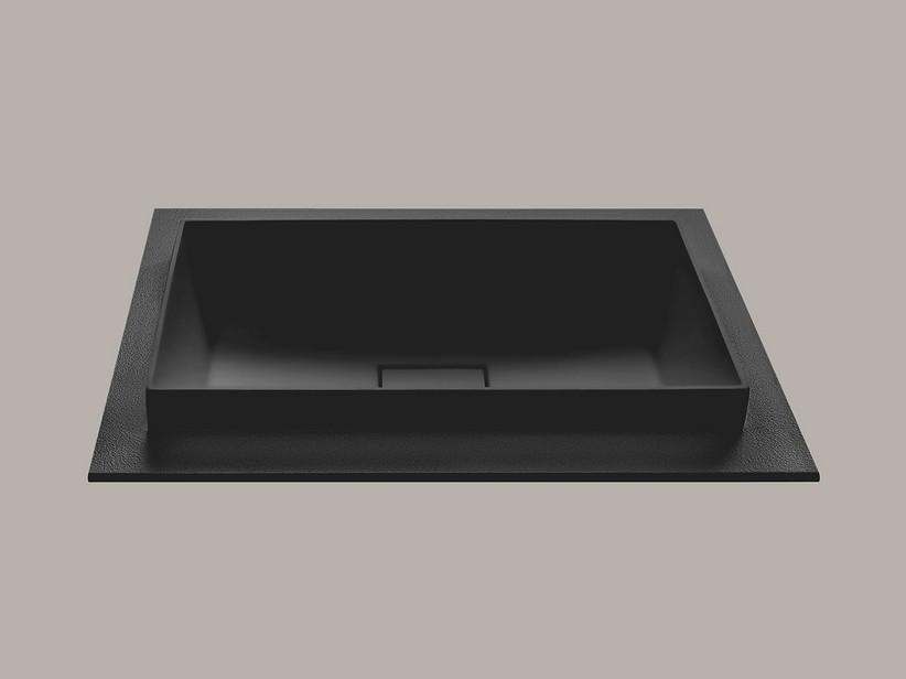Lavabo Star 70,5x51,5 cm avec vasque semi-encastrée et plan effet pierre en résine noir | IperCeramica
