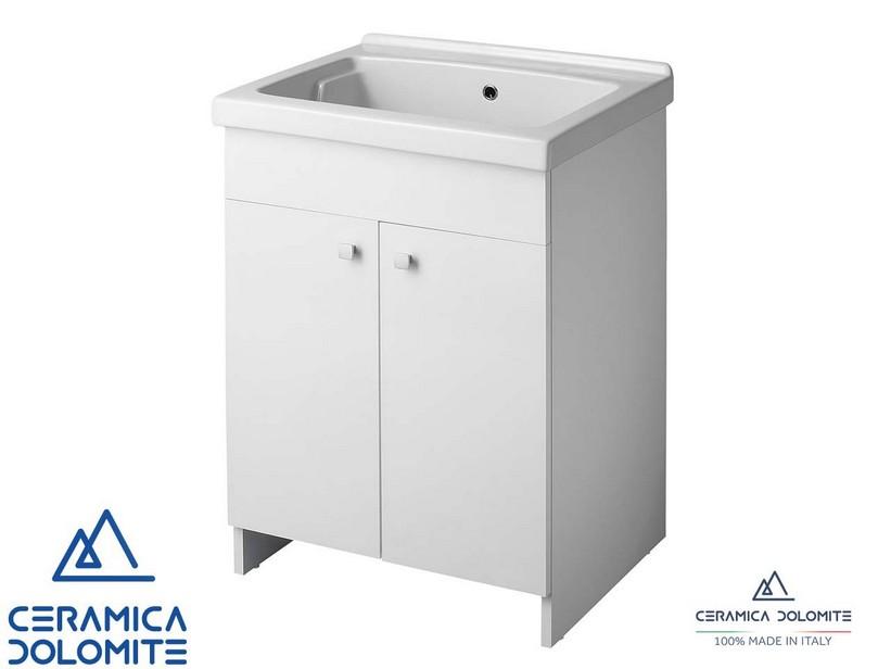 Meuble bac à laver RENO 61x50 cm 2 portes et lavabo DOLOMITE REVINE en céramique blanc | IperCeramica