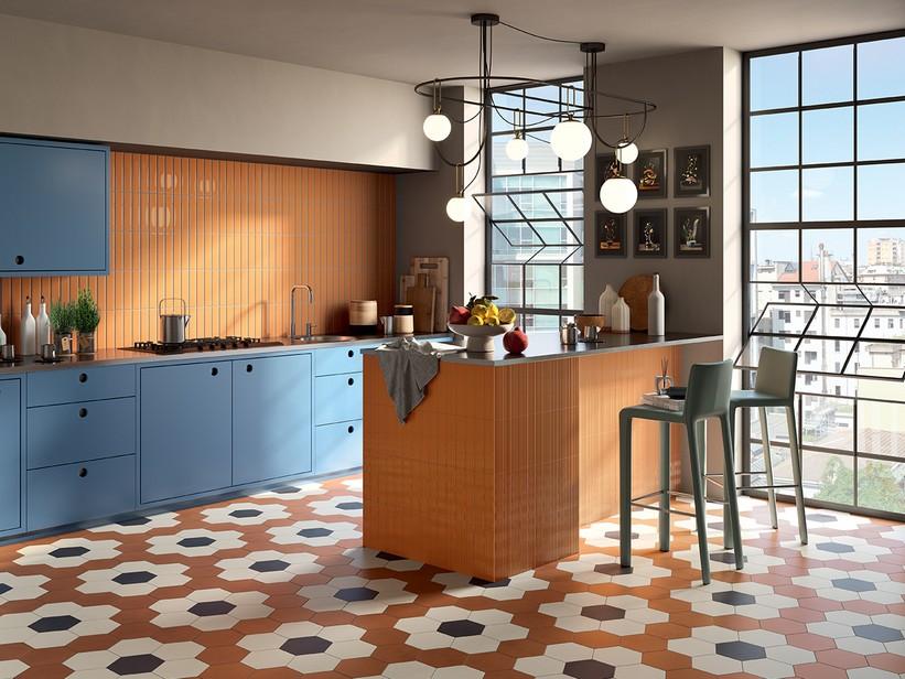 Carrelage mural Mahjong Apricot Lux 6x24,6 terre cuite brillant | IperCeramica