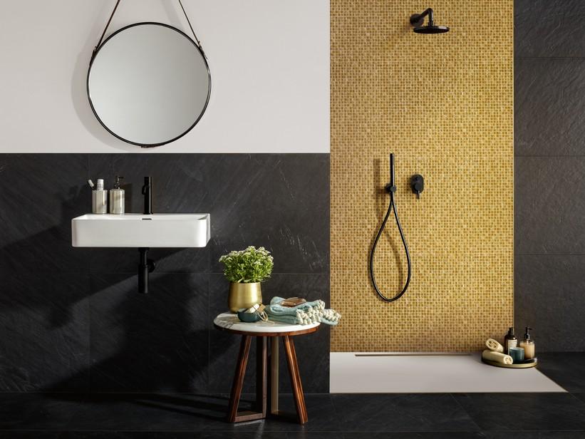 Mosaïque verre et marbre Maya Gold 30x30 or | IperCeramica