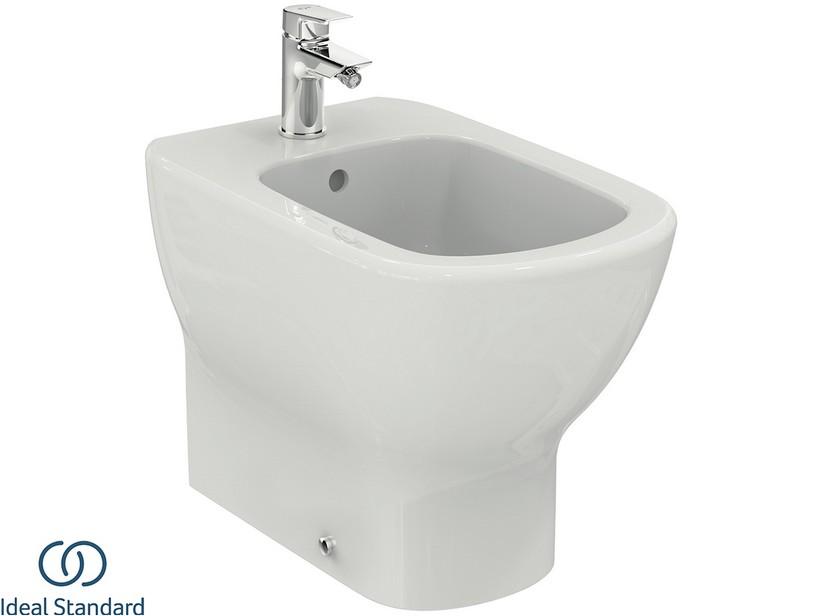Bidet à poser Ideal Standard® Tesi adossé au mur blanc soie mat | IperCeramica