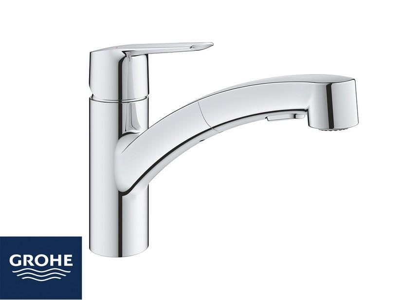 Mitigeur de cuisine Grohe® Start Quickfix avec douchette extractible chrome | IperCeramica