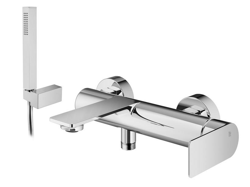 Mitigeur mural monocommande baignoire Gea avec combiné douche chrome | IperCeramica