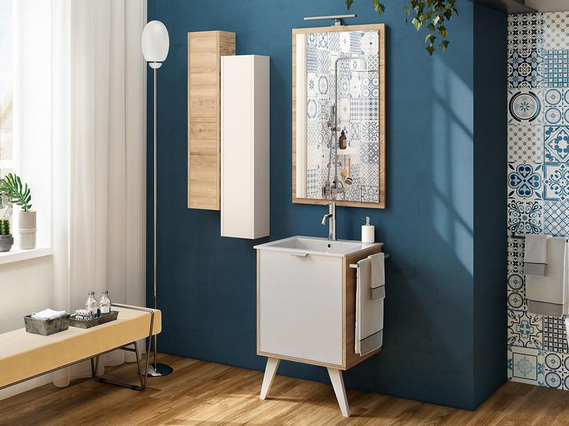 Meuble de salle de bains Milu' 50 cm 2 Pieds avec plan de vasque Unitop résine | IperCeramica