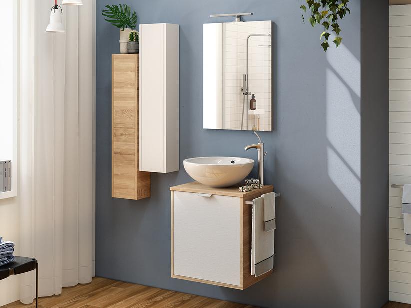 Meuble de salle de bains suspendu Milu' 50 cm avec Plan pour lavabo pour lavabo à poser | IperCeramica