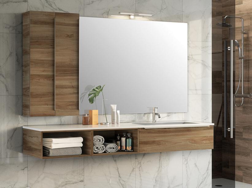 Meuble de salle de bains Trendy 190 1 tiroir lavabo à droite Hide blanc brillant | IperCeramica