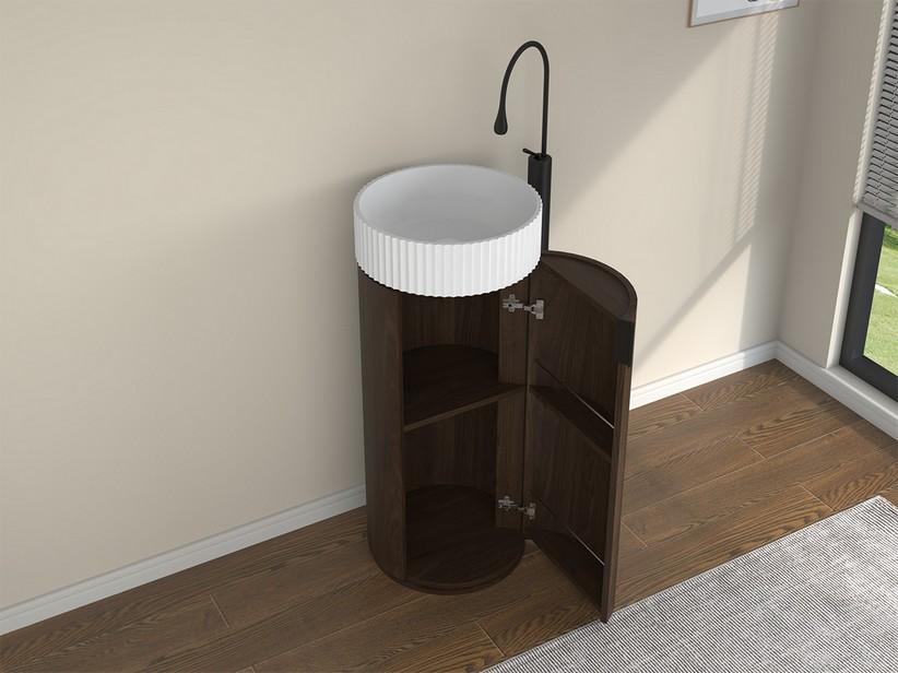 Base pour meuble de salle de bains Tide Ø39xH80 cm 1 porte en bois multiplis noyer | IperCeramica