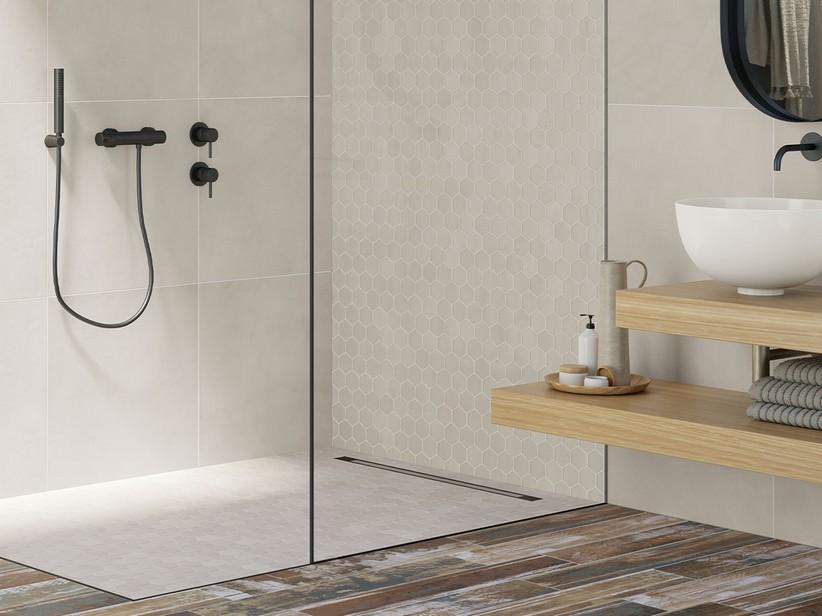 Mosaïque All White 29x27 grès cérame effet béton ciré blanc | IperCeramica