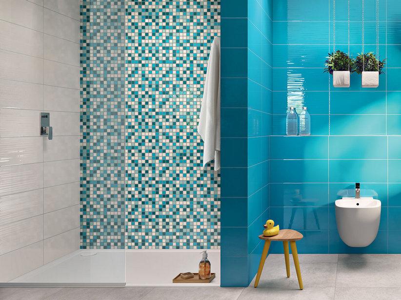 Mosaïque Lagoon 20x50 azur/bleu paon/vert/blanc brillant | IperCeramica
