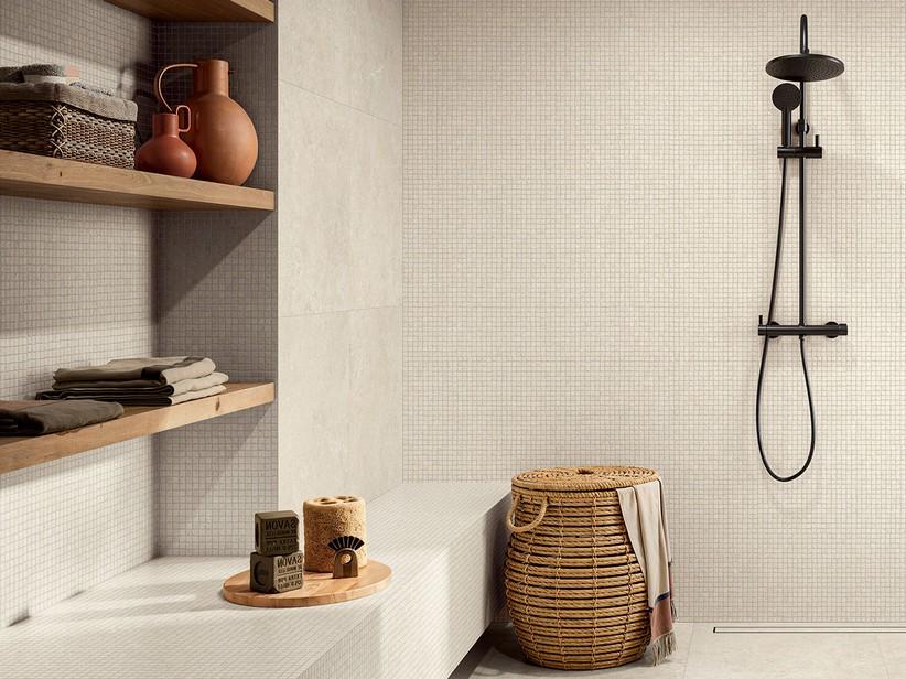Mosaïque Sakkara White 30x30 grès cérame effet pierre calcaire ivoire | IperCeramica