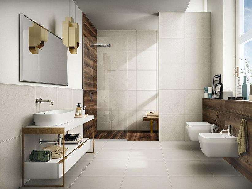 Carrelage Must White 60x60 grès cérame effet béton blanc ivoire | IperCeramica