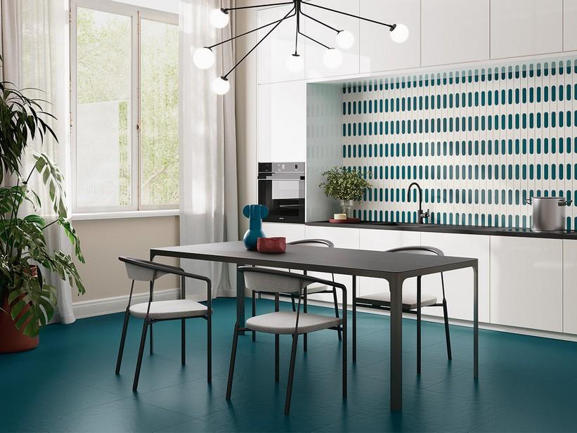 Carrelage Mykonos Ottanio 60x60 grès cérame effet résine bleu pétrole | IperCeramica