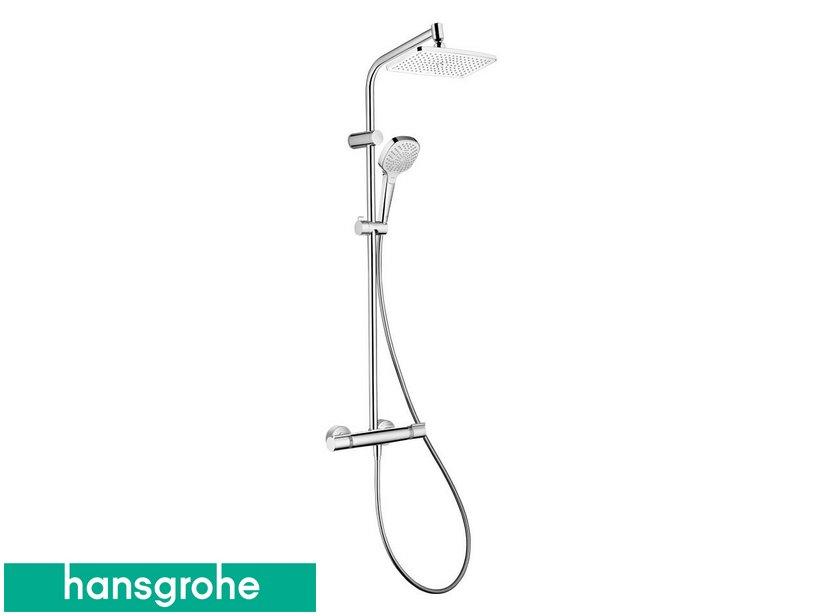 Colonne de douche My Select et 240 Hansgrohe avec mitigeur thermostatique et pomme haute de douche carrée chrome | IperCeramica