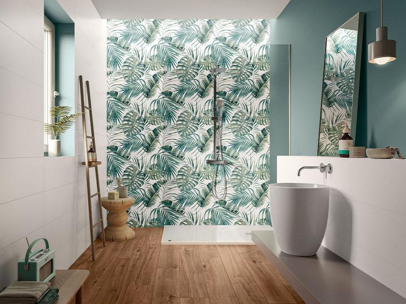 Carrelage mural Mywhite Jungle composition 75x75 effet papier peint tropical | IperCeramica