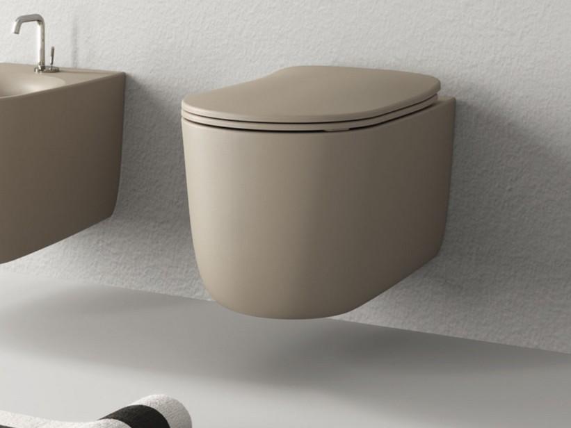 WC suspendu sans bride Nolita noisette mat | IperCeramica