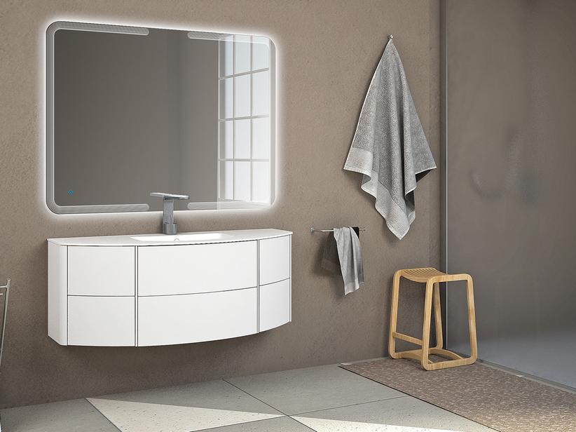 Meuble de salle de bains Olas 120 Base et lavabo blanc mat | IperCeramica
