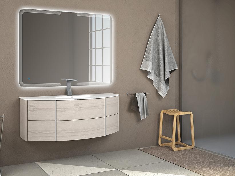 Meuble de salle de bains Olas 120 Base et lavabo chêne blanc | IperCeramica