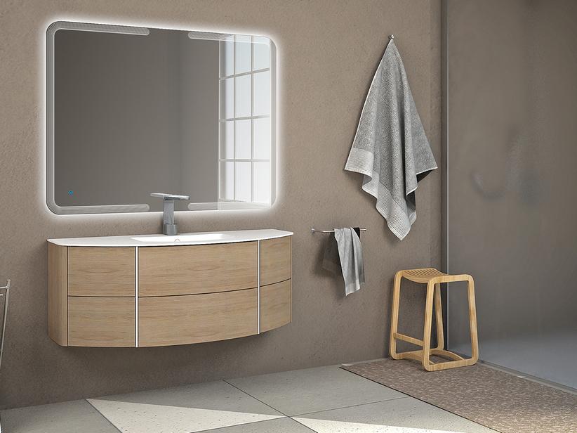 Meuble de salle de bains Olas 120 Base et lavabo chêne tabac | IperCeramica