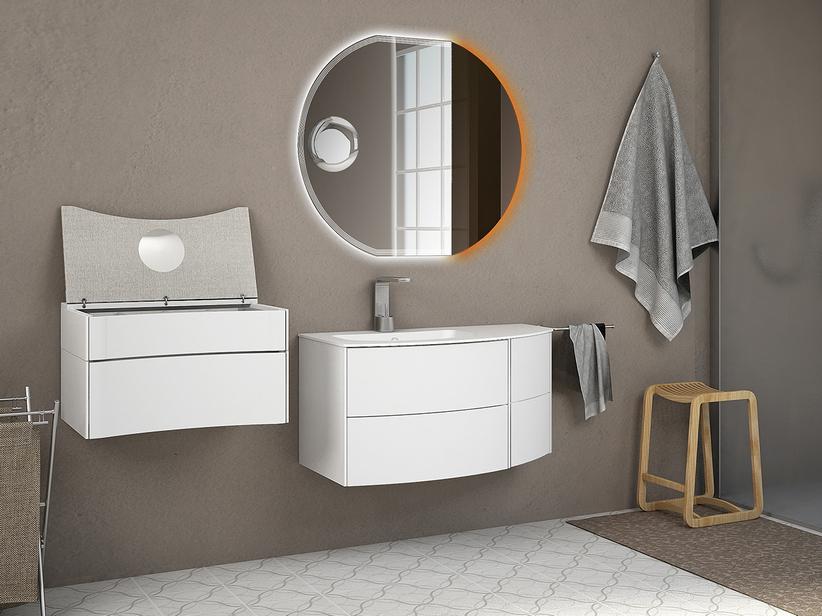Meuble de salle de bains Olas 91 gauche Base et lavabo intégré blanc mat | IperCeramica